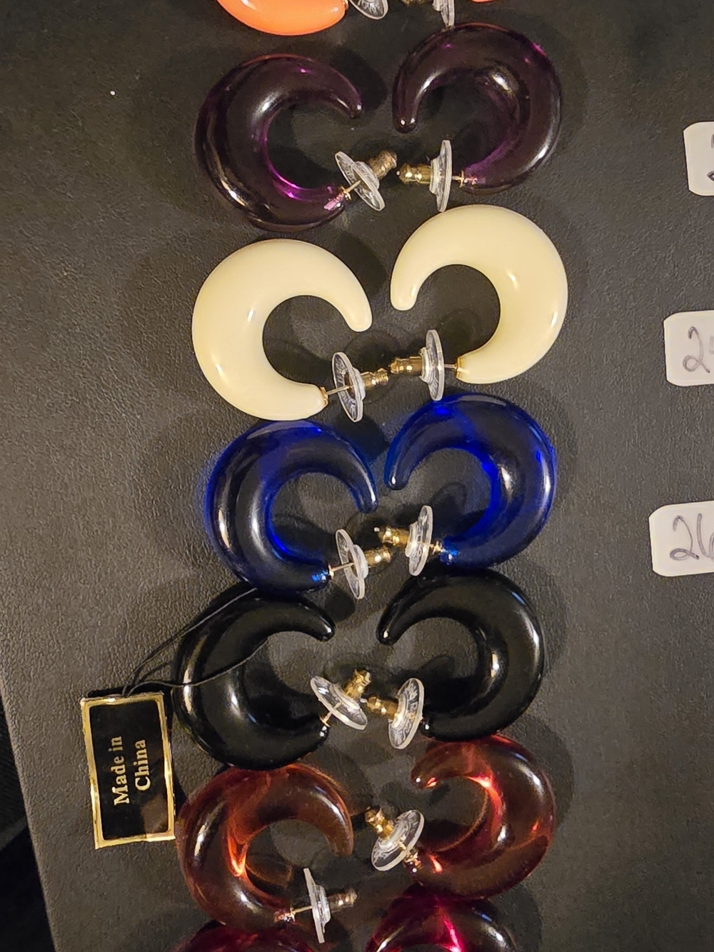 JOAN RIVERS Bold Crescent Hoop Earrings in Black, Navy, Ivory and More